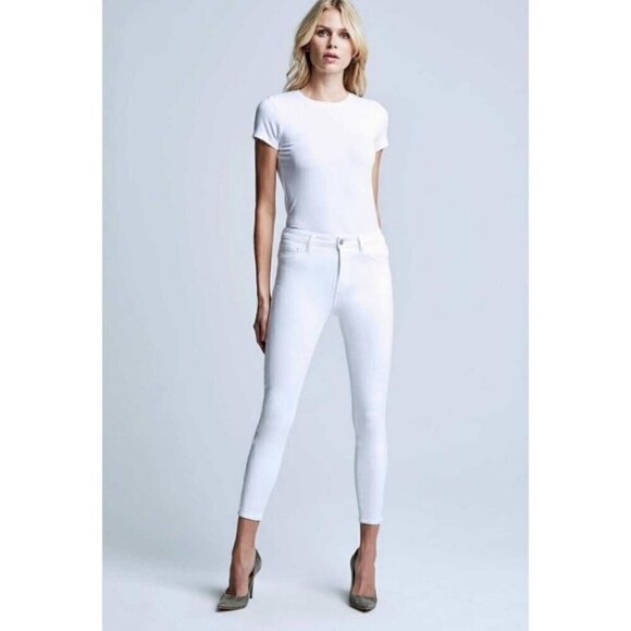NWT L'AGENCE White Margot High Rise Skinny Jean in Blanc Coated - Size 27 - Picture 12 of 14